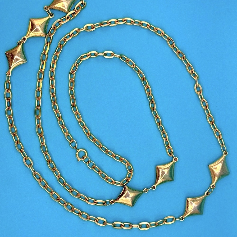 Gold Chain Puffed Gold Diamond Necklace